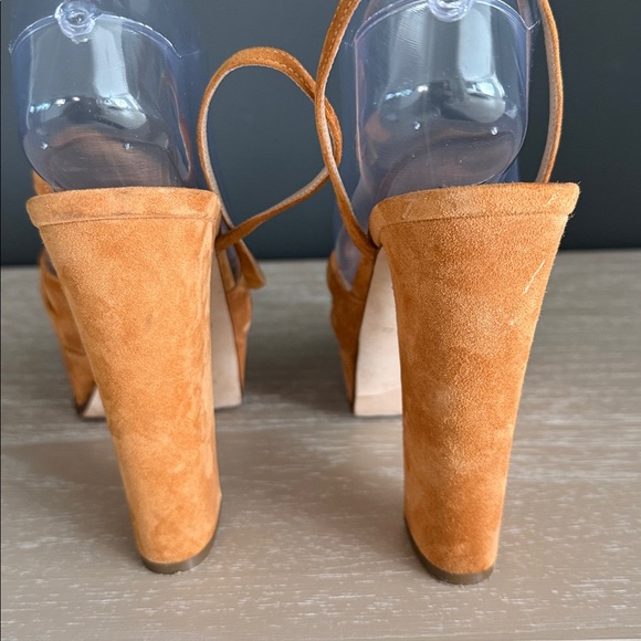 Sergio Rossi Tan Suede Platform Heels - Picture 5 of 12